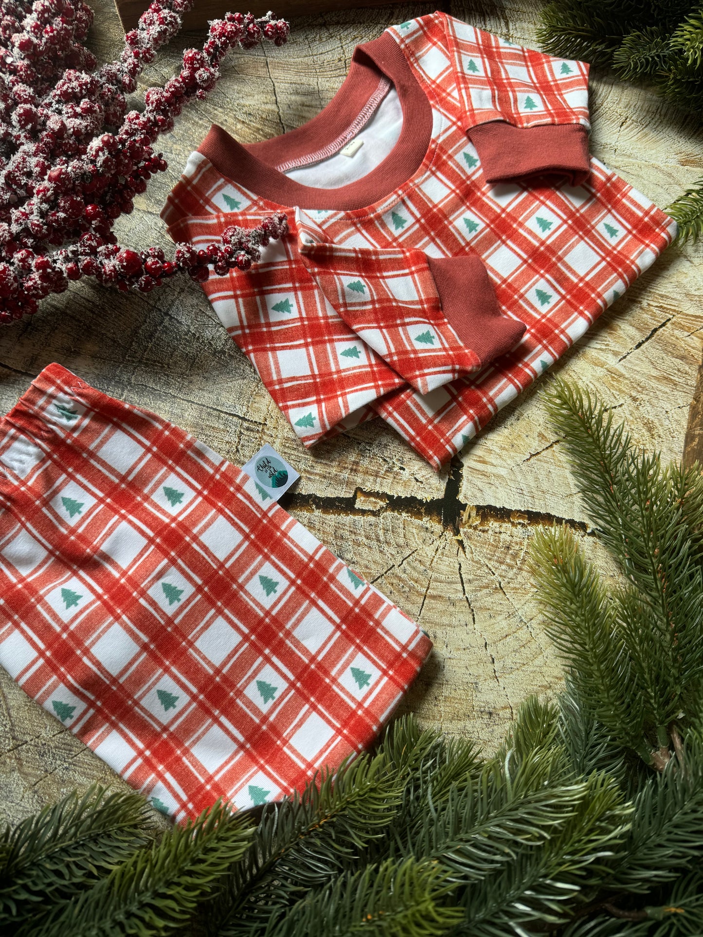 Red Gingham Christmas Tree Oversized Sweatshirt