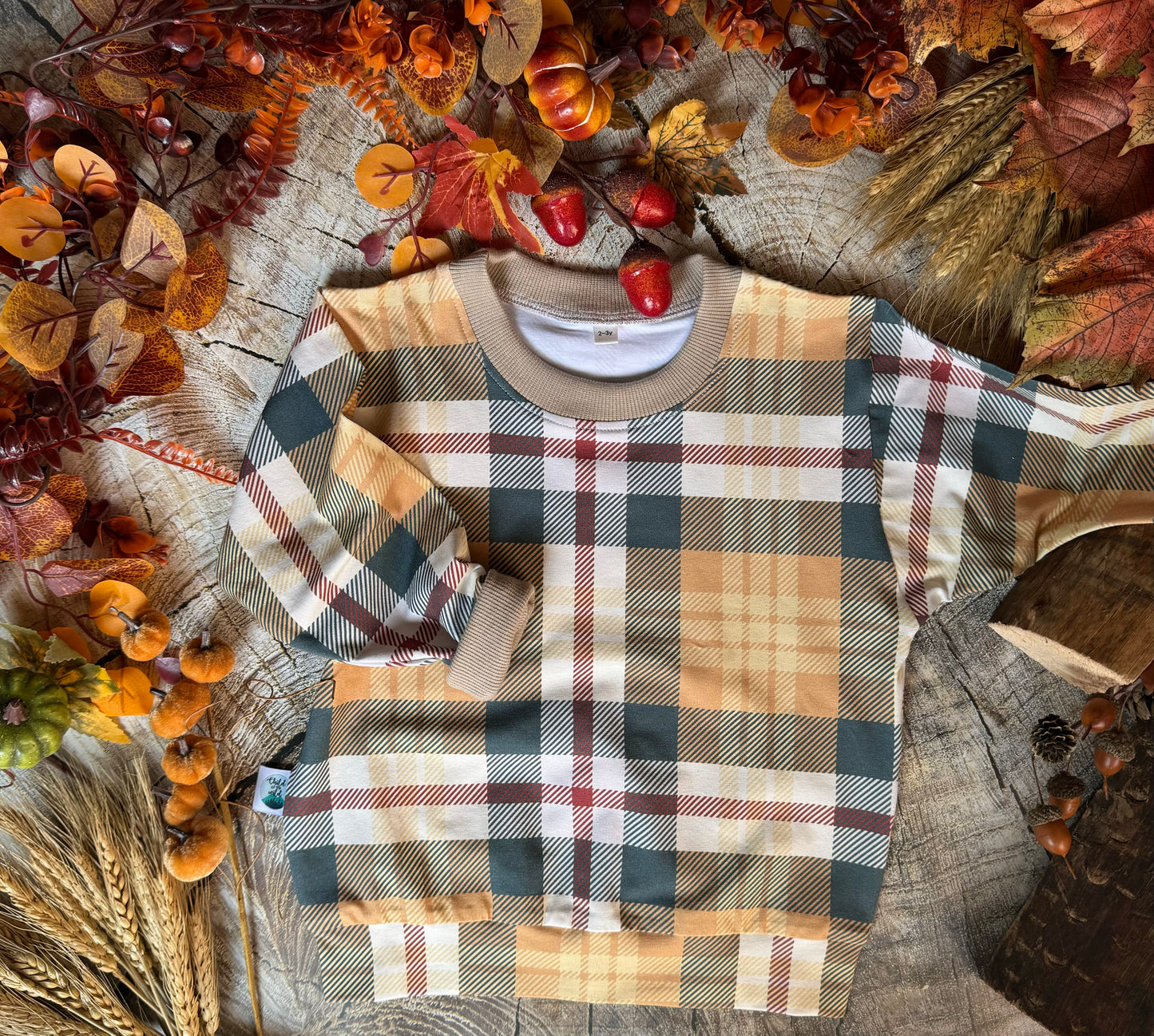 Fall Plaid Oversized Sweatshirt