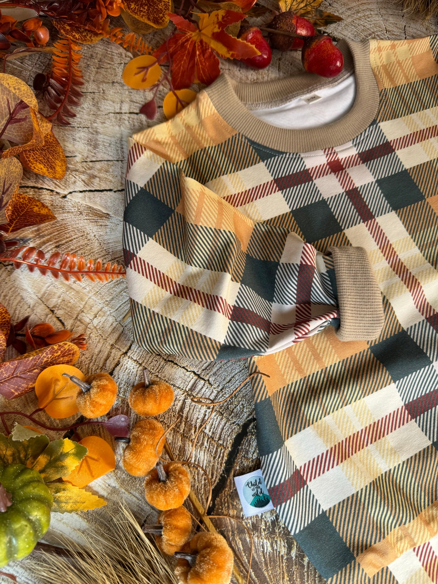 Fall Plaid Oversized Sweatshirt