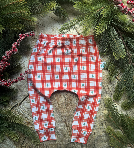 Red Gingham Christmas Tree Harem/Slim leggings