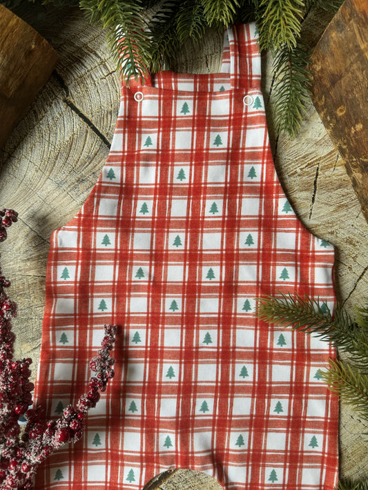 Red Gingham christmas Tree Dungarees