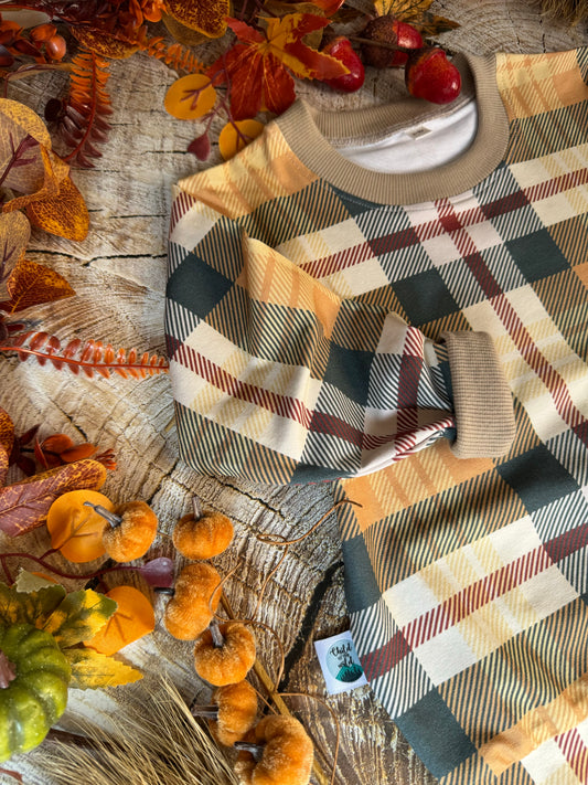Fall Plaid Oversized Sweatshirt