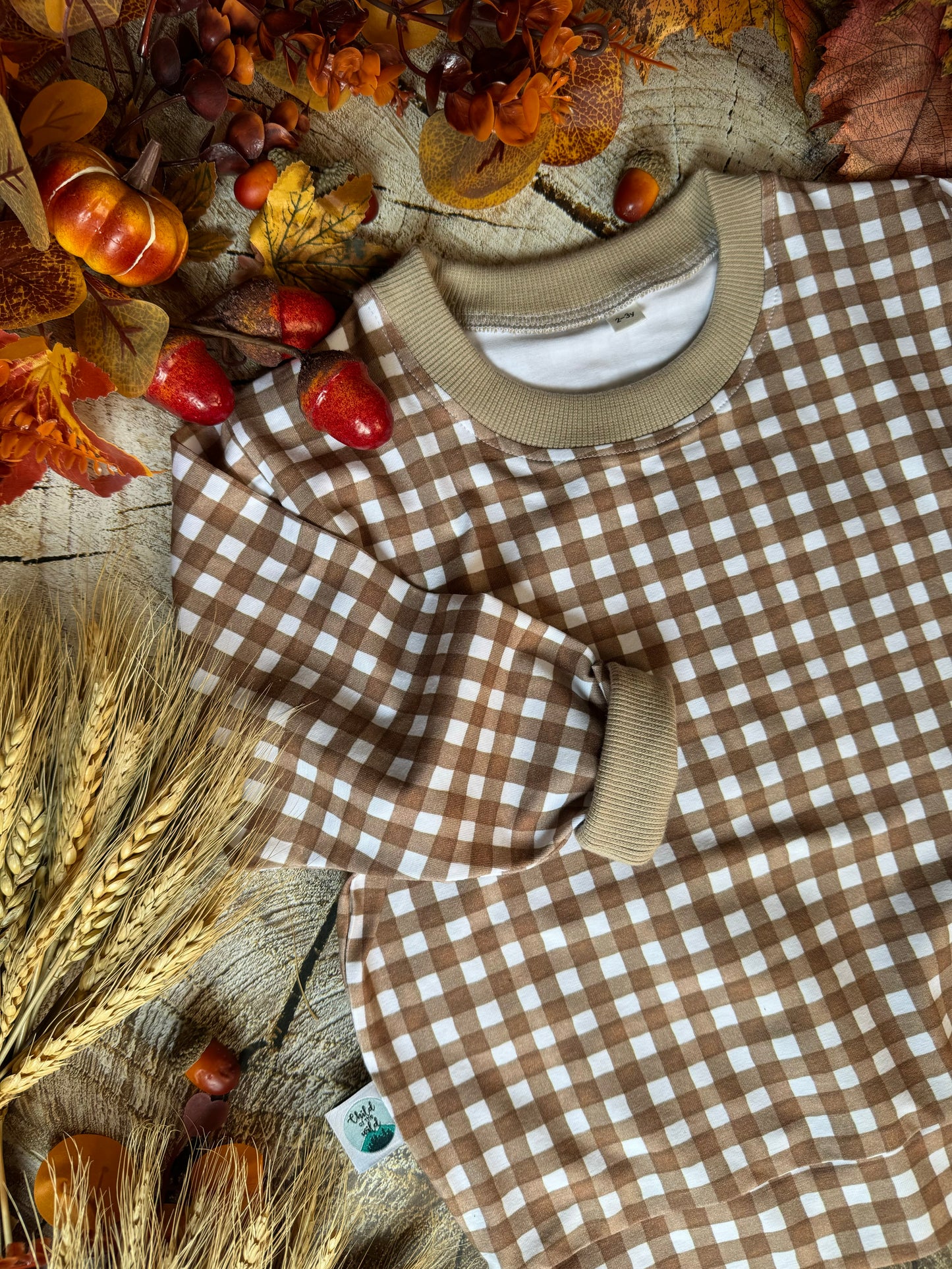 Burnt Orange Gingham Oversized Sweatshirt