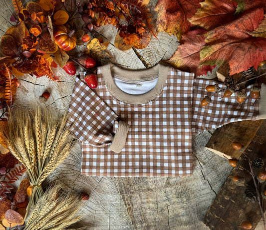 Burnt Orange Gingham Oversized Sweatshirt